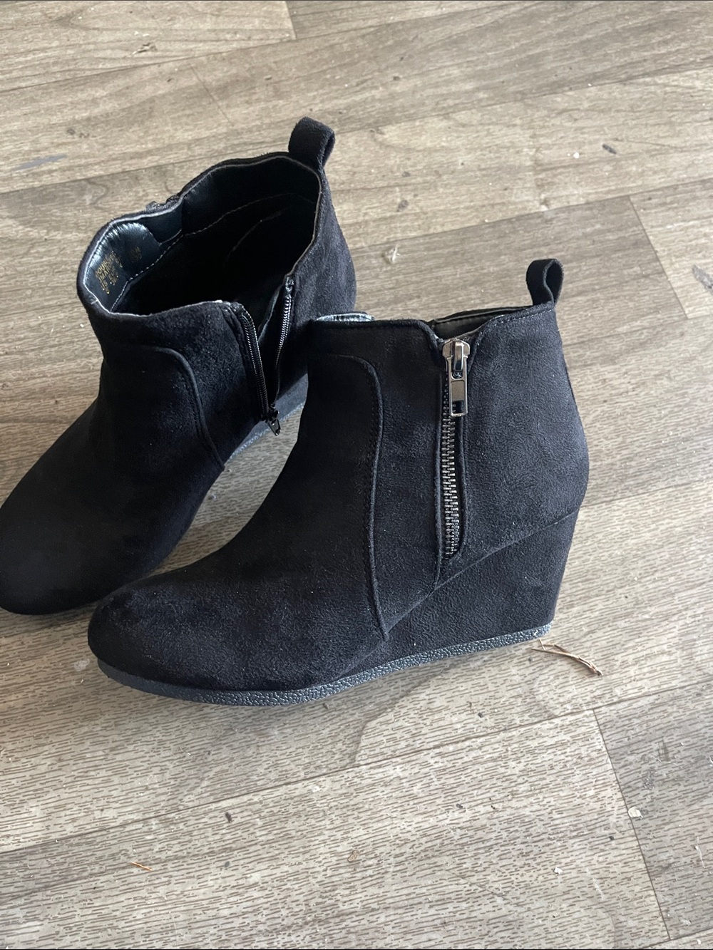 Dolce Vita Black Suede Wedge Ankle Booties with Side Zip